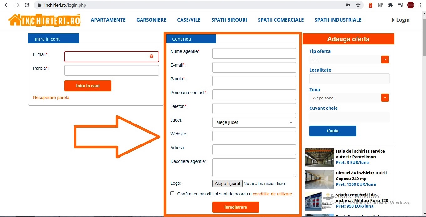 formulare adauga agentie